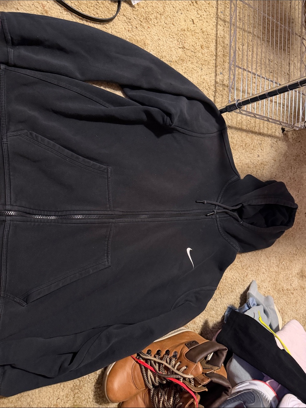 Nike Black Full-Zip Hoodie with White Swoosh